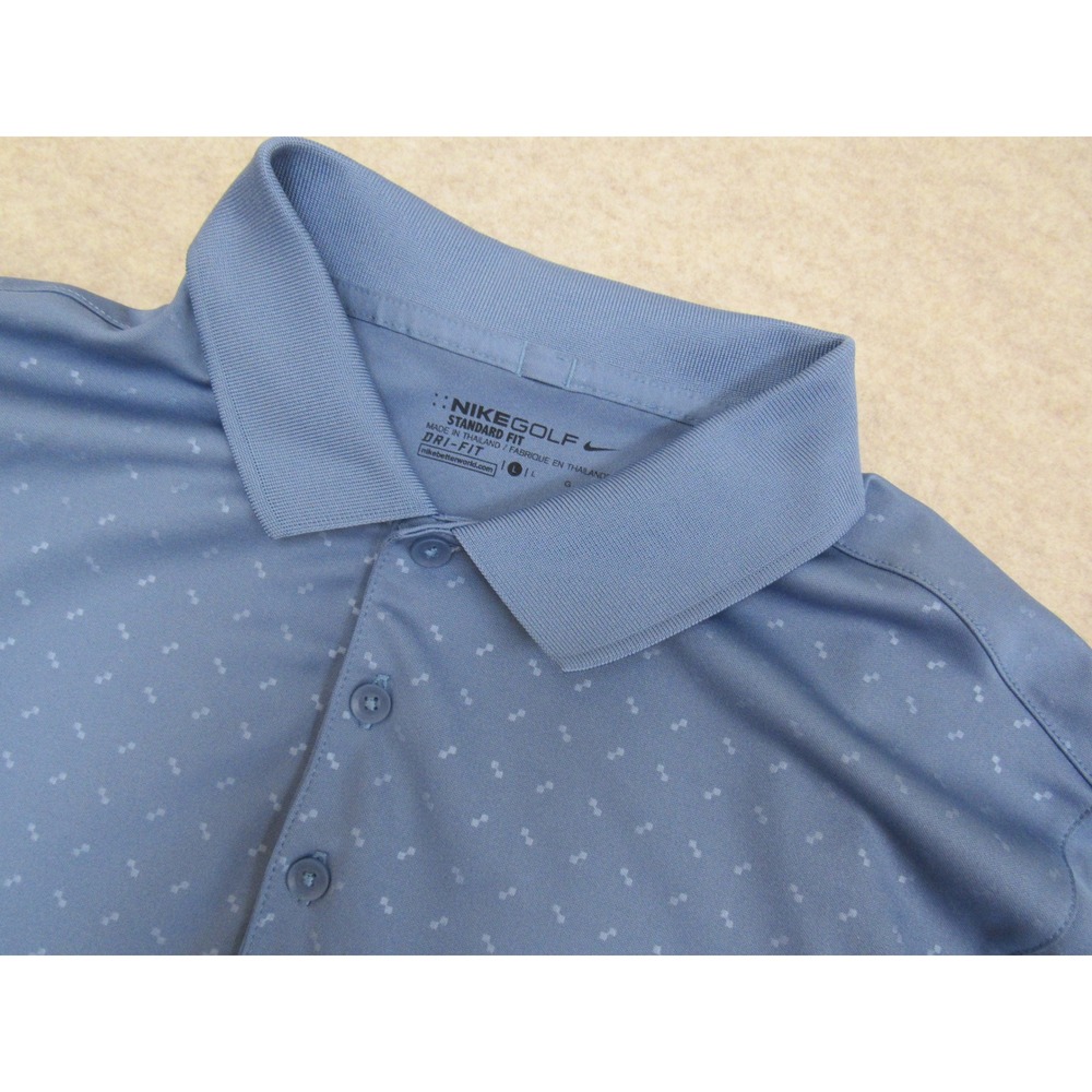 Nike Golf Dri-FIT Polo Shirt Mens Large Blue Micro Print Standard Fit 725522-404